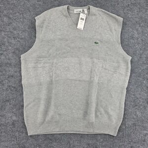 Lacoste Sport Mens Grey Cotton V-Neck Sweater Vest AH9330 4XL NWT